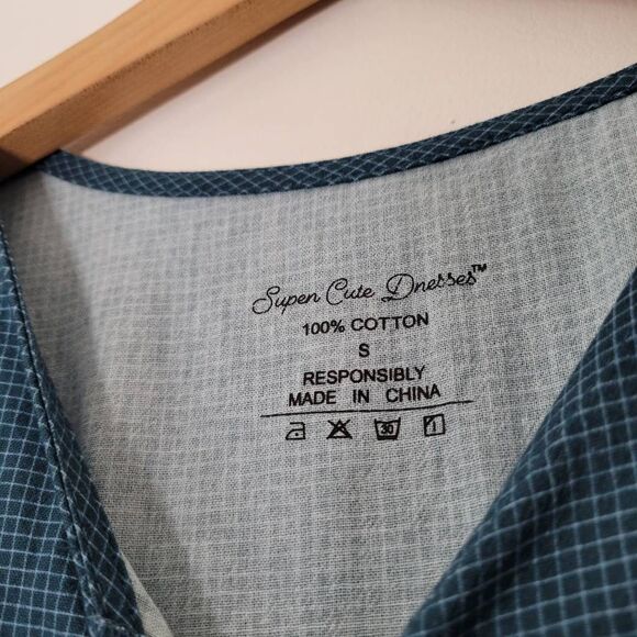 Super Cute Dresses Indigo Lattice Hearthside 100% Cotton S Blue Prairie - Picture 6 of 6